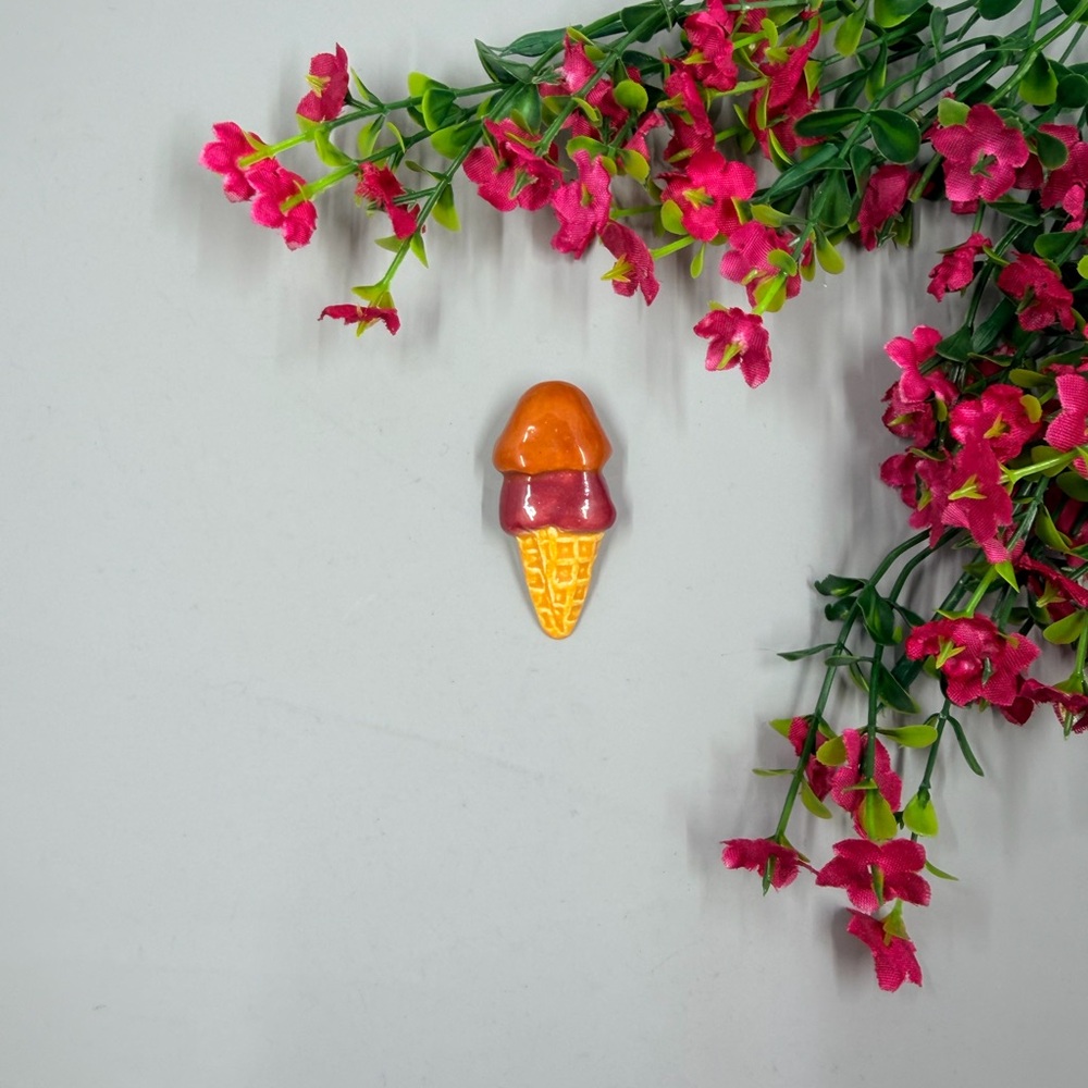 Colorful Ice Cream Cone Vintage Handmade Brooch